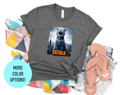 Catzilla T-shirt | Funny Cat Outfit | Cat Lover Shirt | Godzilla Parody Apparel | Kawaaii Cat Shirt | Bobacat Tee | Animal Lover T-shirt